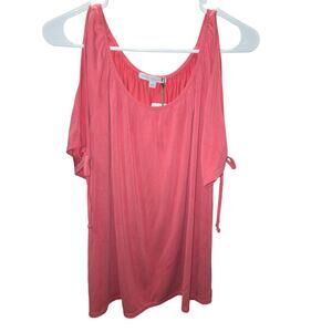 NEW Green Envelope Women's Coral Off-Shoulder Top Cold Shoulder Blouse Size S